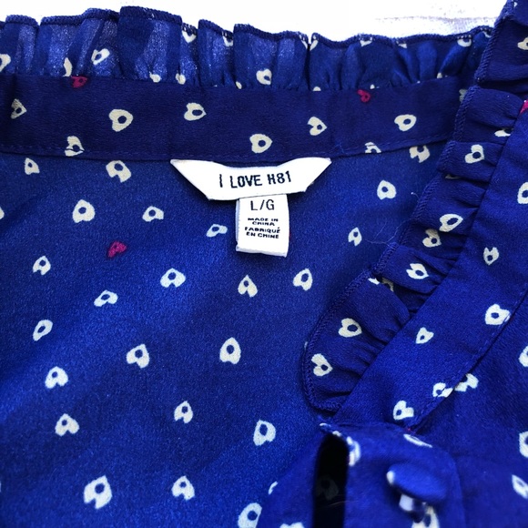 Blue dress with white and red hearts - Picture 2 of 7